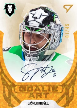 Gasper Kroselj Mlada Boleslav Tipsport ELH 2022/23 SportZoo 2. serie Goalie Art Auto /45 #GAS-GK